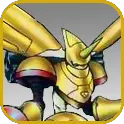 Guardromon (Gold) evolves into Rapidmon (Gold)